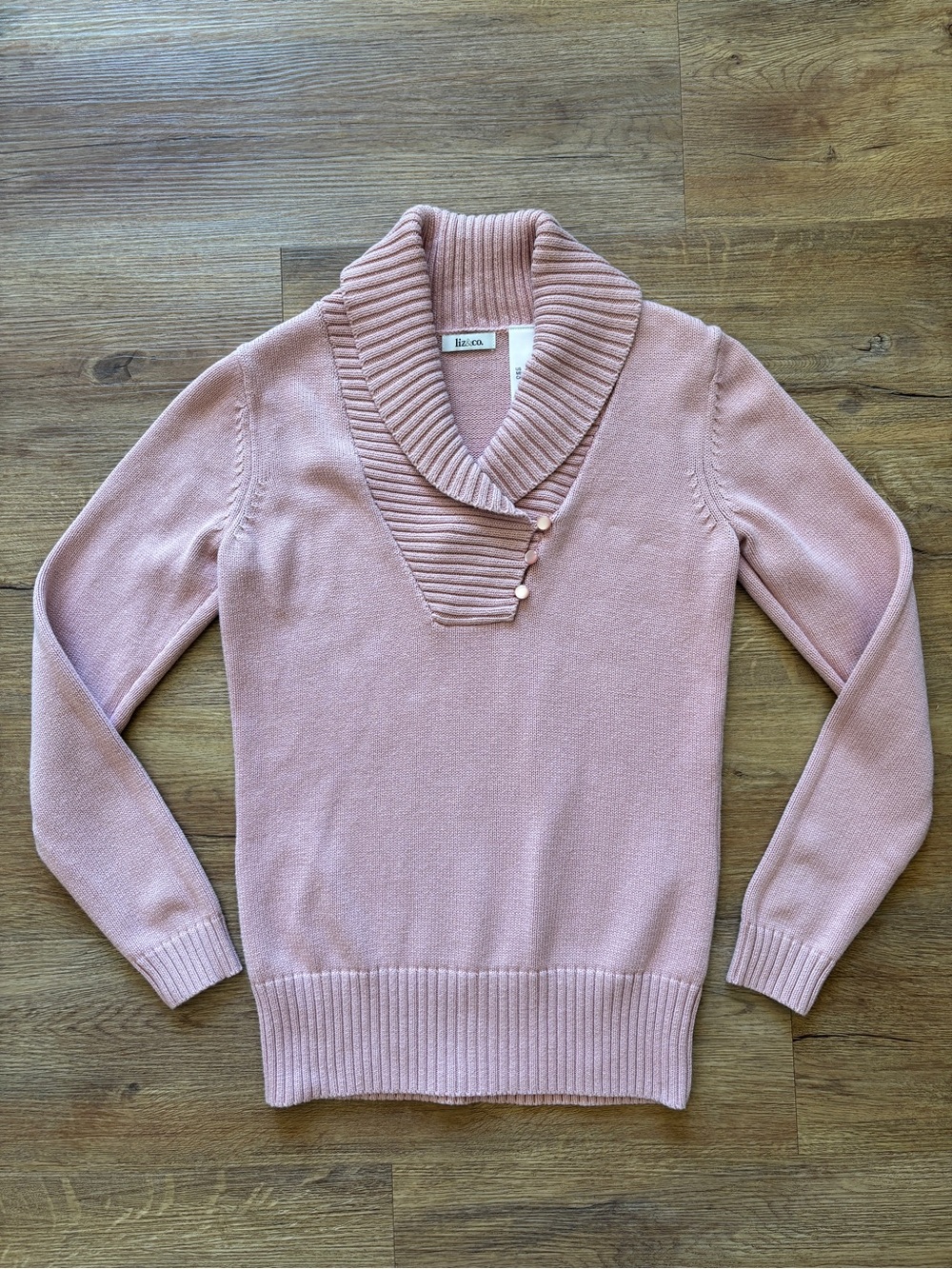 Liz & co. Shawl Collar Pullover Light Pink Sz. S